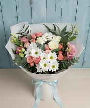 Букет цветов из:  Розы, Лизиантусы и Хризантемы в Кочубее