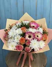 Букет цветов из:  Розы, Герберы и Хризантемы в Кочубее