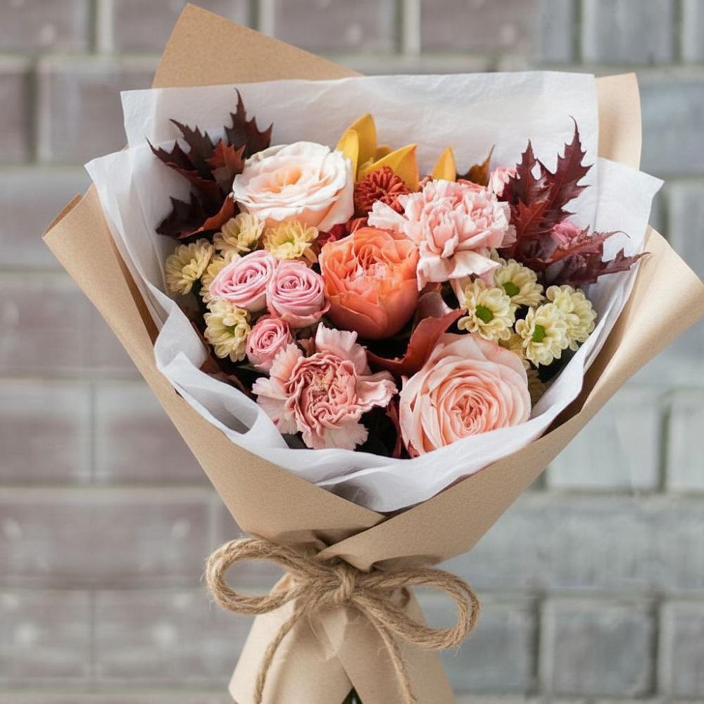 Букет цветов из: Гвоздики, Хризантемы и Розы в Кочубее