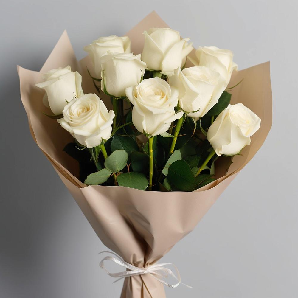 Букет 9 Белых роз Эдлесс Лав в Кочубее