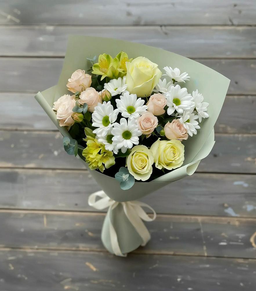 Букет цветов из: Альстромерии, Розы и Хризантемы в Кочубее