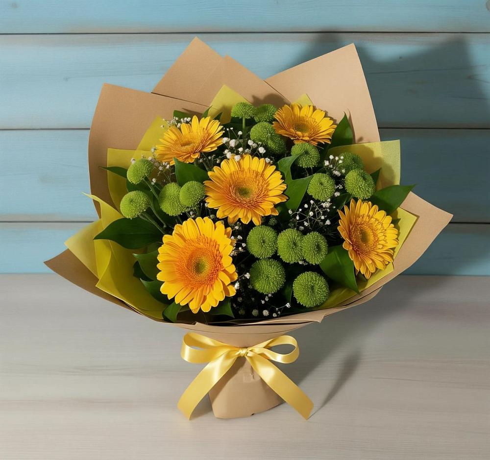 Букет цветов из: Герберы и Хризантемы в Кочубее