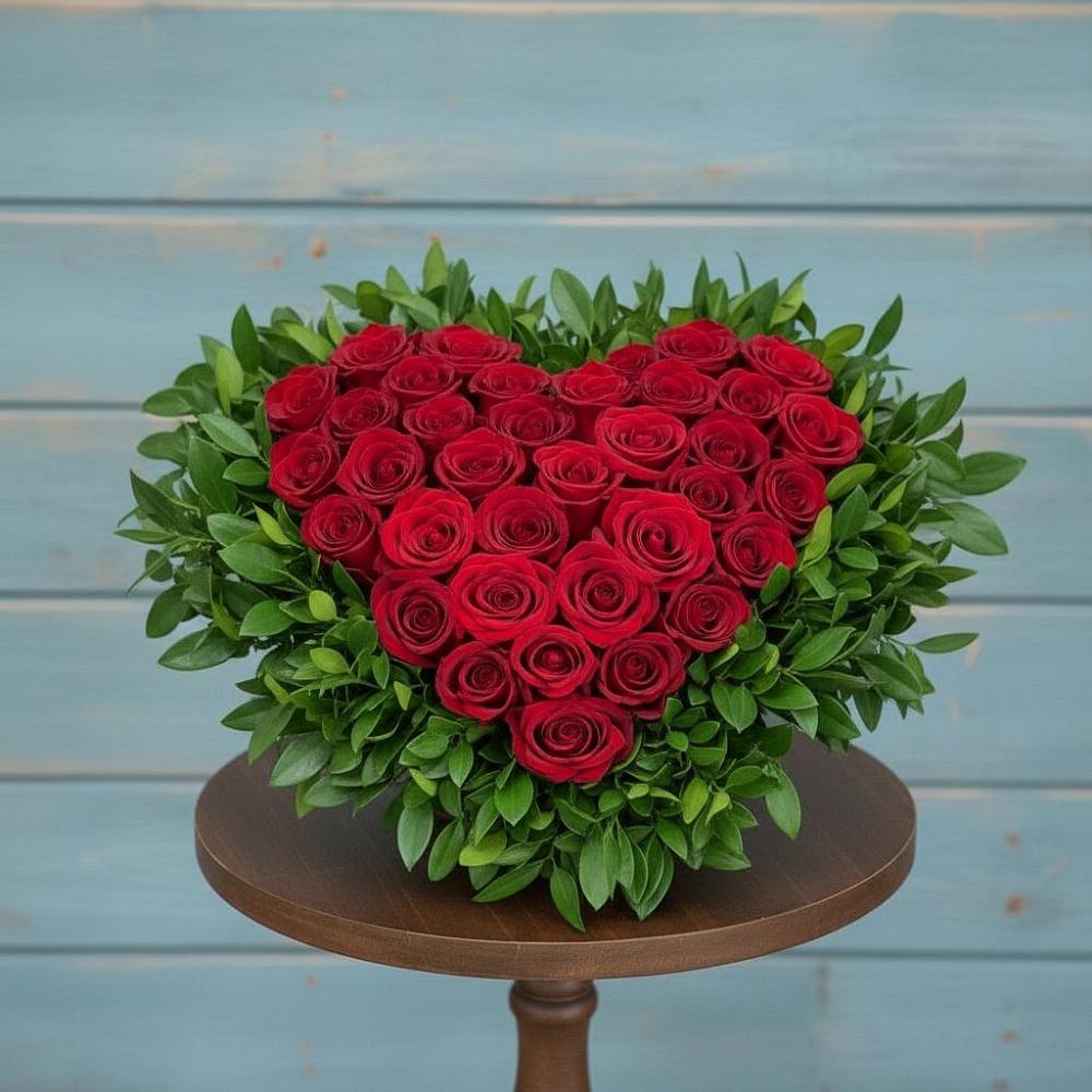 Цветочная композиция из Розы в виде сердца в Кочубее