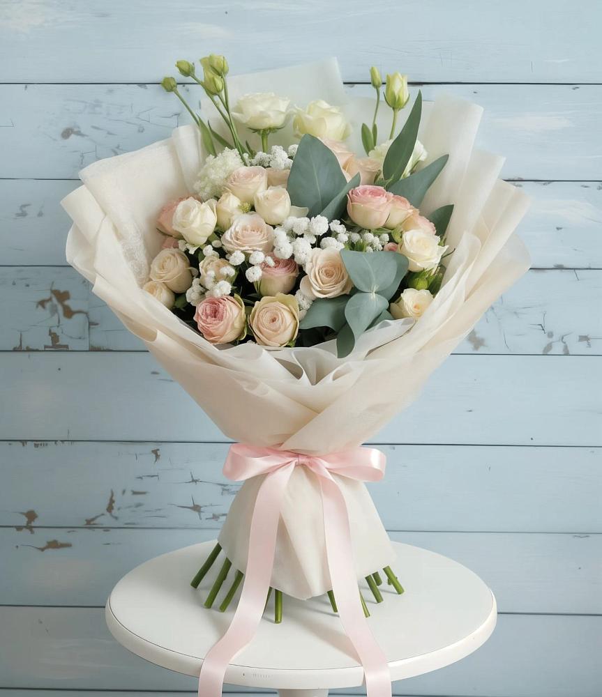 Букет цветов из: Розы и Лизиантусы в Кочубее