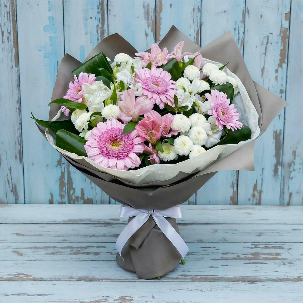 Букет цветов из: Герберы, Альстромерии и Хризантемы в Кочубее