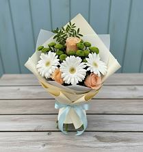 Букет цветов из:  Герберы, Розы и Хризантемы в Кочубее