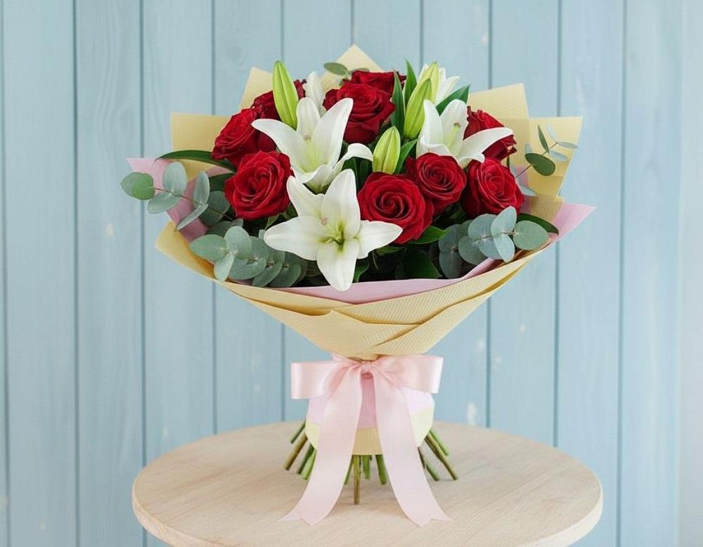 Букет цветов из: Лилии и Розы в Кочубее